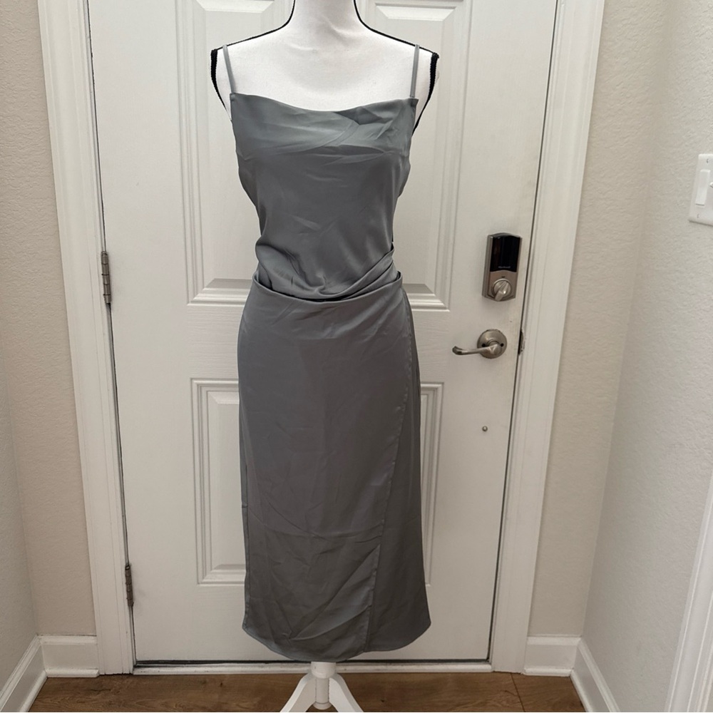 Lulus Elegant bluish Gray Slip Dress